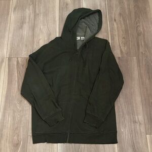 BP Women Dark Green Zip-Up Sweater Hoodie Fleece
